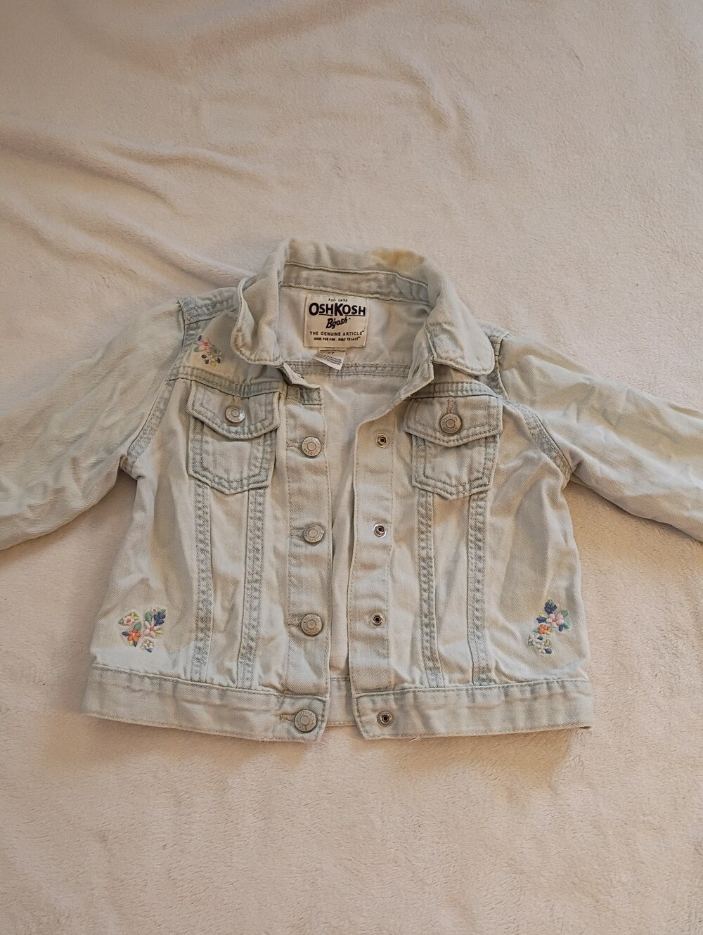 OshKosh B'gosh Light Blue Denim Jacket with Floral Embroidery Size 5T